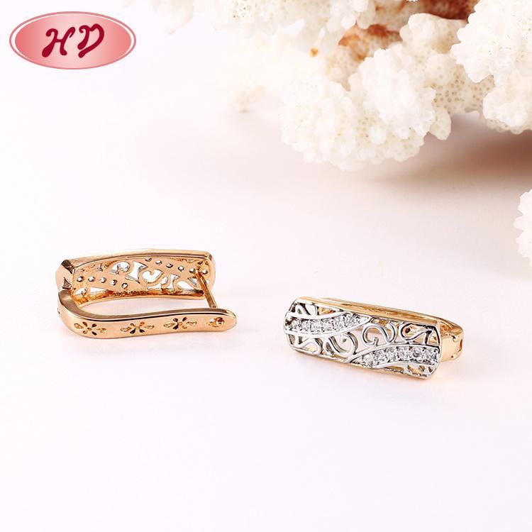 Costume Fashion Women Jewelry 14K 18K Gold Plated Imitation Huggie Hoop Earring with CZ Pearl