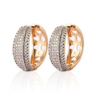 Fashion 18K Gold Silver Alloy Jewelry Stud Drop Hoop Huggie CZ Earrings with Crystal for Women