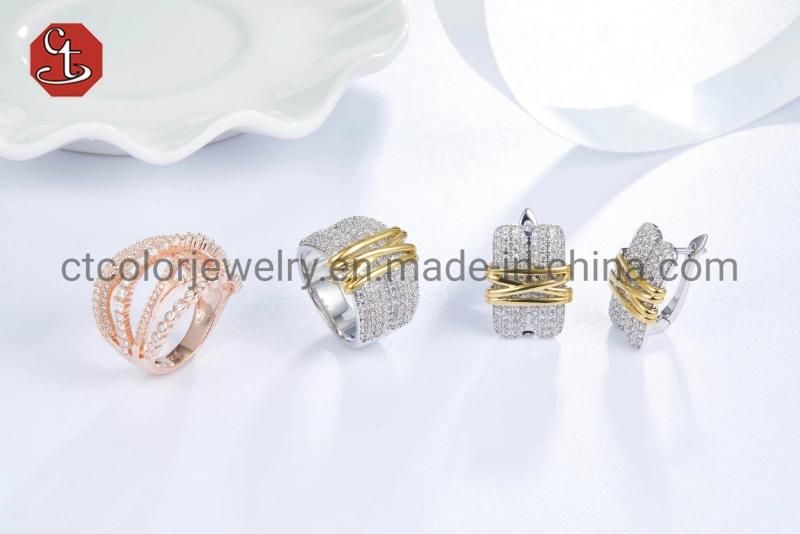 Trendy Jewelry CZ 18k Gold Silver Earring for Women Gift