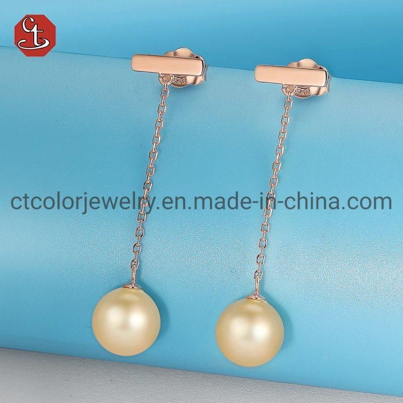 Fashion Jewellery 925 Pure Silver Temperament Pearl Girl Long Tassel Stud Earrings Silver Jewelry