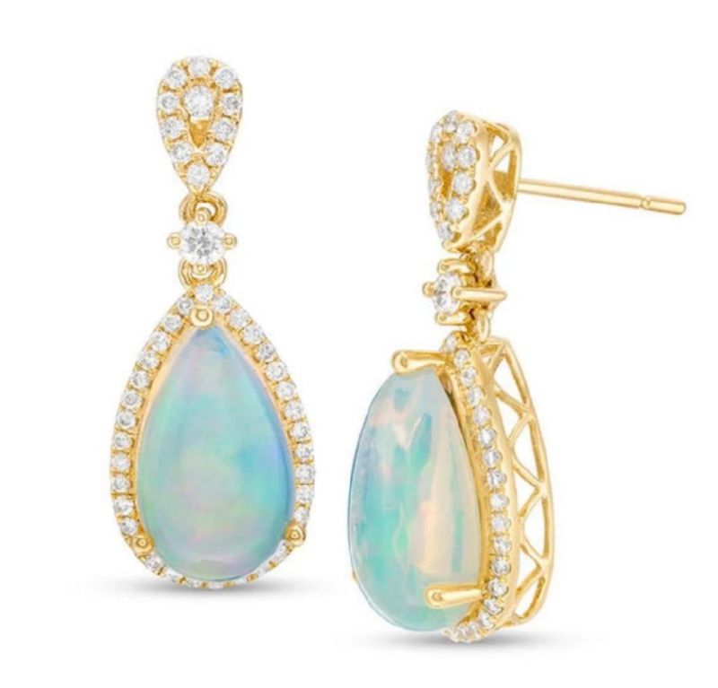 Best Fashion Women Jewelry Unique Fantastic Oval Opal Graduated Five Open Oval Drop Earrings 925 Vivid Elegant Wholesale Earring