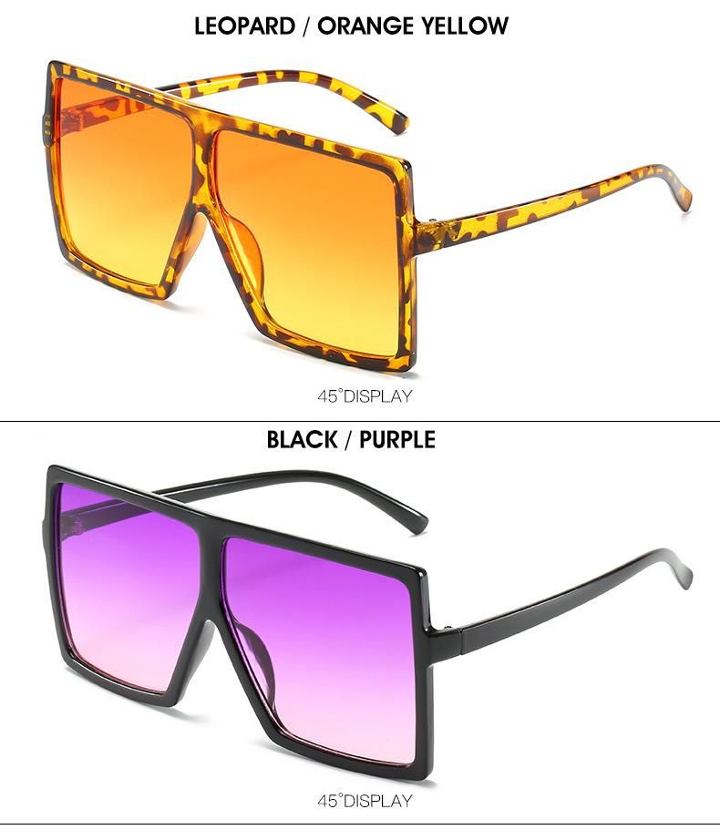 Best Selling Chinese Eyeglasses Factory Trendy Women Hot Sales Cheap Plastic Frame Wholesale Colorful Oversized Square Frame Sunglasses