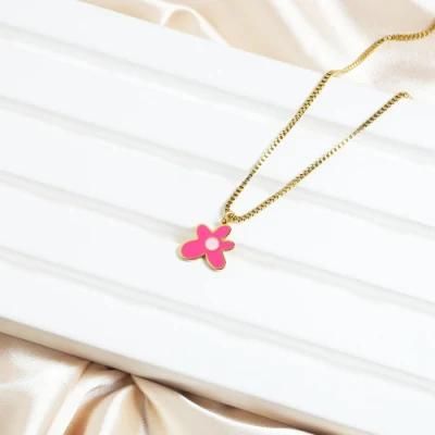 Manufacturers Customize Fashion Necklace Jewelry, Cheap and Colorful Gold-Plated Jewelry, Flower Pendant Necklace