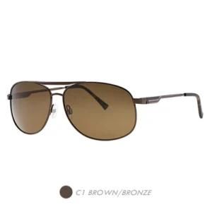 Metal Polarized Sunglasses, Two Bridge Fashion Round Frame M9002-01