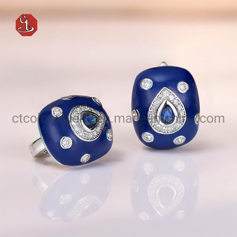 Fashion Jewelry 925 Sterling Silver Colorful Enamel Earrings