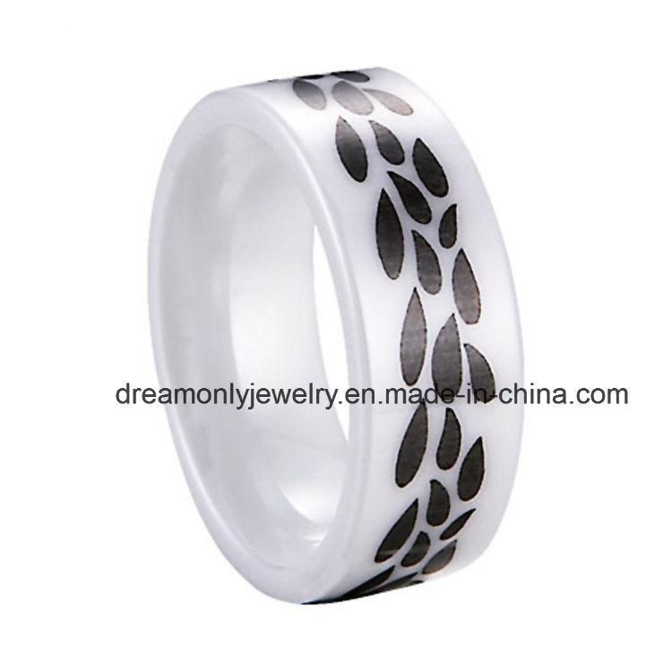High Polished Ceramic Ring with Water Drop High Tech Ceramic Engagement Ring for Wholesale 8mm