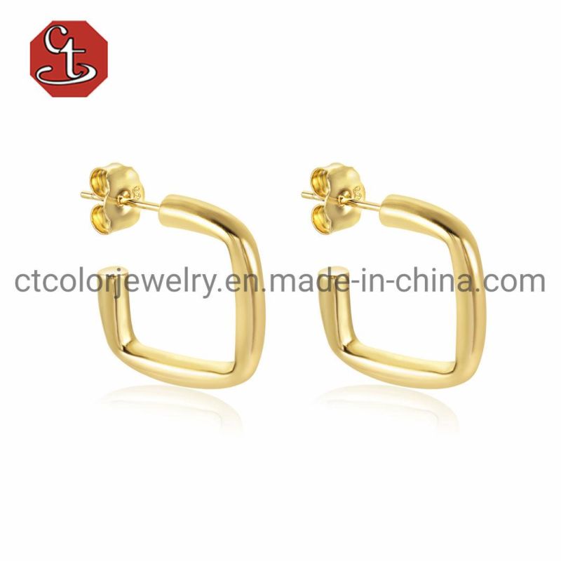 Fashion Jewelry Simple 925 Silver 18K Gold Popular Earrings Studs