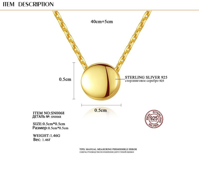 Fashion 14K Gold Plated Silver Minimalist Pendant Sets