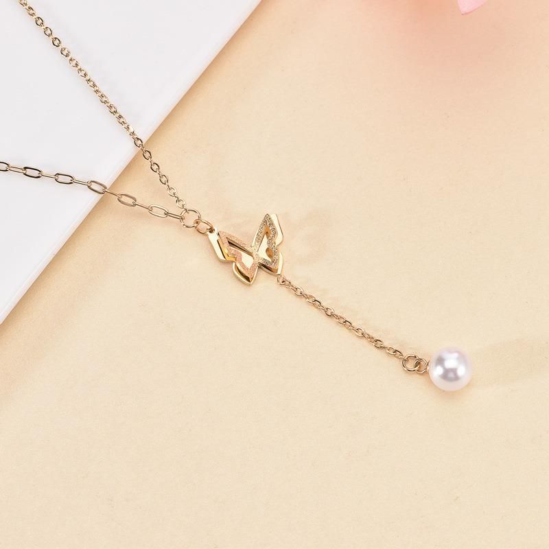 Manufacturer Custom Fashion Jewelry High Quality Waterproof Non Tanish Minimalist Jewelry New Arrivals Gold Necklace Butterfly Jewelry