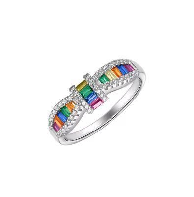 Colorful Zircon 925 Sterling Silver Rings Eternity Diamond Ring Women Wedding Jewelry Accessories