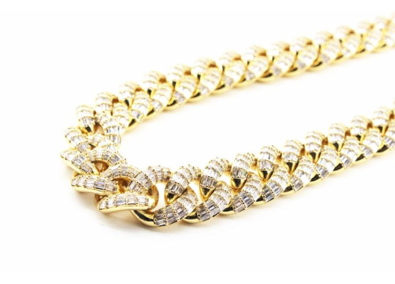 Gold Bold Cuban Link Necklace Iced out Chain
