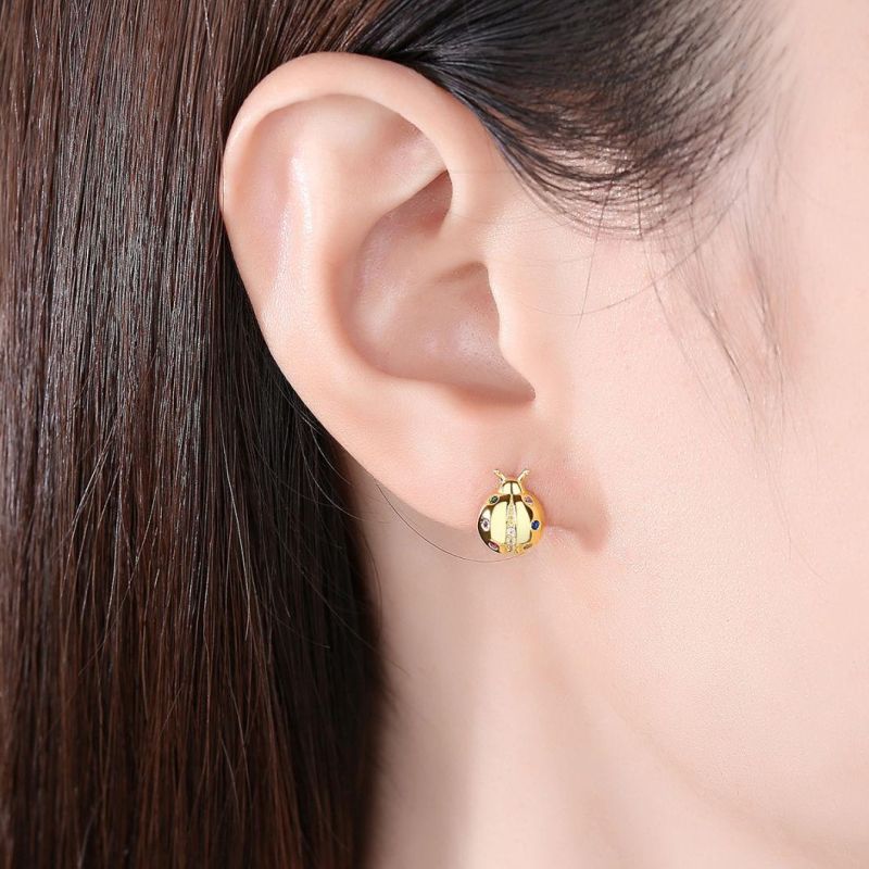 Fashion Accessories Golden Cute Colorful Ladybug Jewelry Earrings