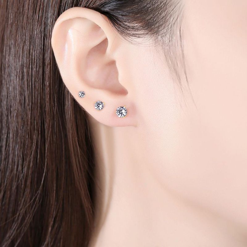 Beautiful Compact Delicate Little Sliver Ear Stud for Girls