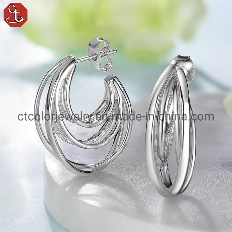 Plain Silver Fashion Earrings Factory Custom Jewelry Wholesale Fashion Jewellery for Women