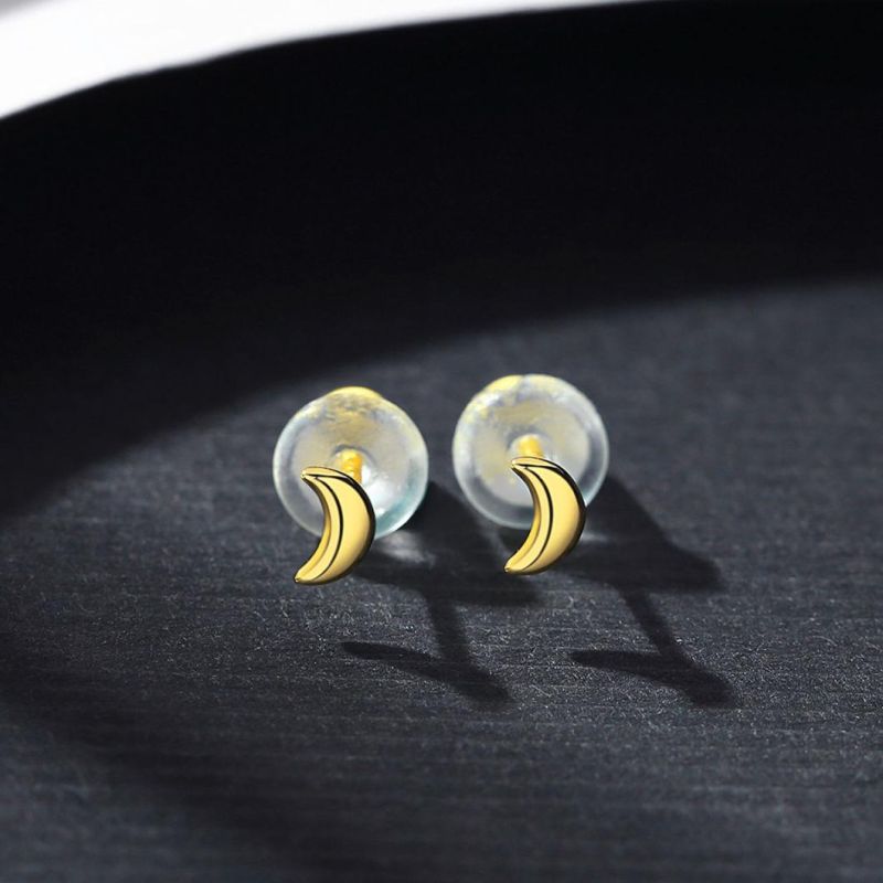 Sterling Silver Earrings Moon Style Jewelry Studs