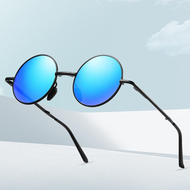 Delicate Foldable Multi Colors Ultra-Light Metal Round Keyhole Sunglasses