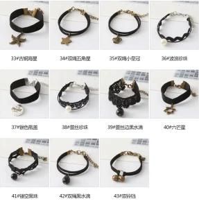 Vintage Imitation Pearl Sun Black Lace Cute Bracelet