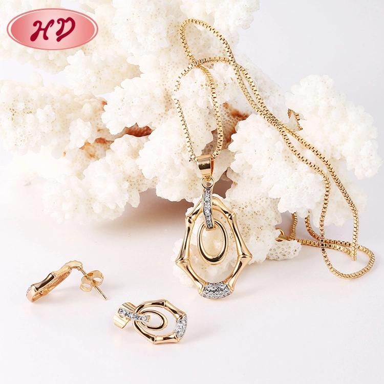 CZ Crystal Fashion 18K Gold Plated Alloy Silver Chain Sets