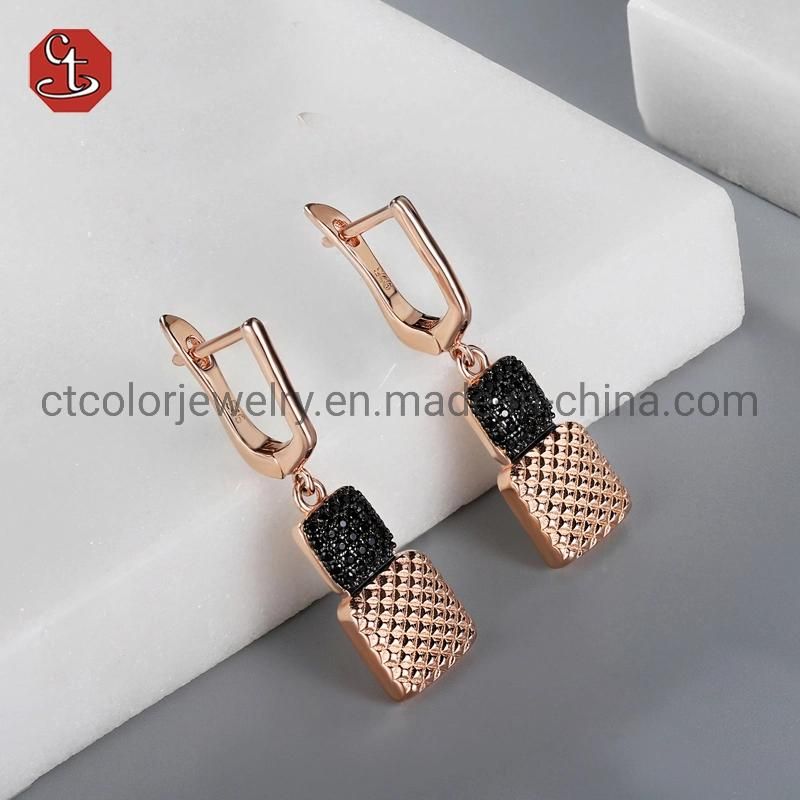 Whosale Fashion jewelry zircon Earring Costom jewellery rose plated Earrings