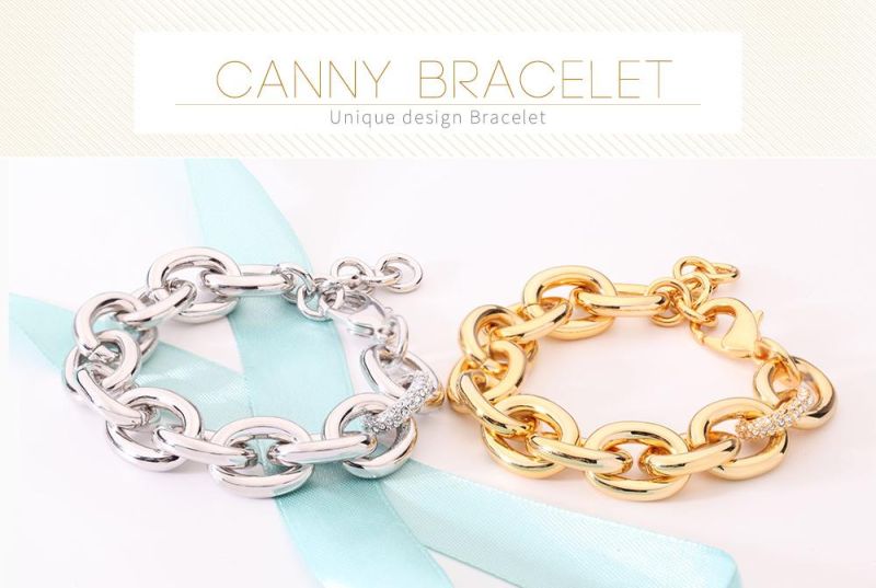 Unique Structure Chain Bracelet with Crystal Clear Rhineston