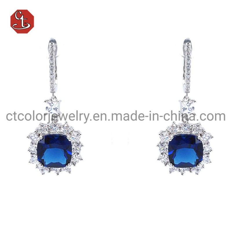 Fashion Accessories Jewelry Blue Gemstone AAA+ Zirconia Silver Earring