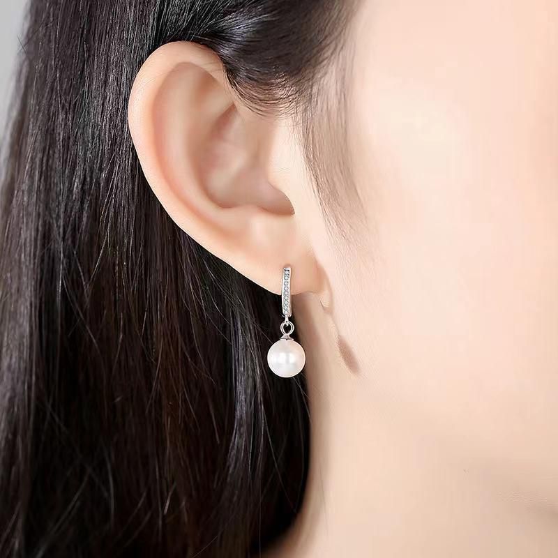 925 Sterling Silver Pearl Dangle Earrings for Women Graceful Accessories Fashion Earring Gift