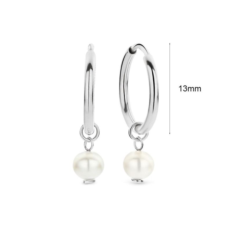 2022 Fashion Custom Simple Women Jewelry 14K 18K Solid Real Gold Natural Freshwater Pearl Drops Huggie Hoop Earrings