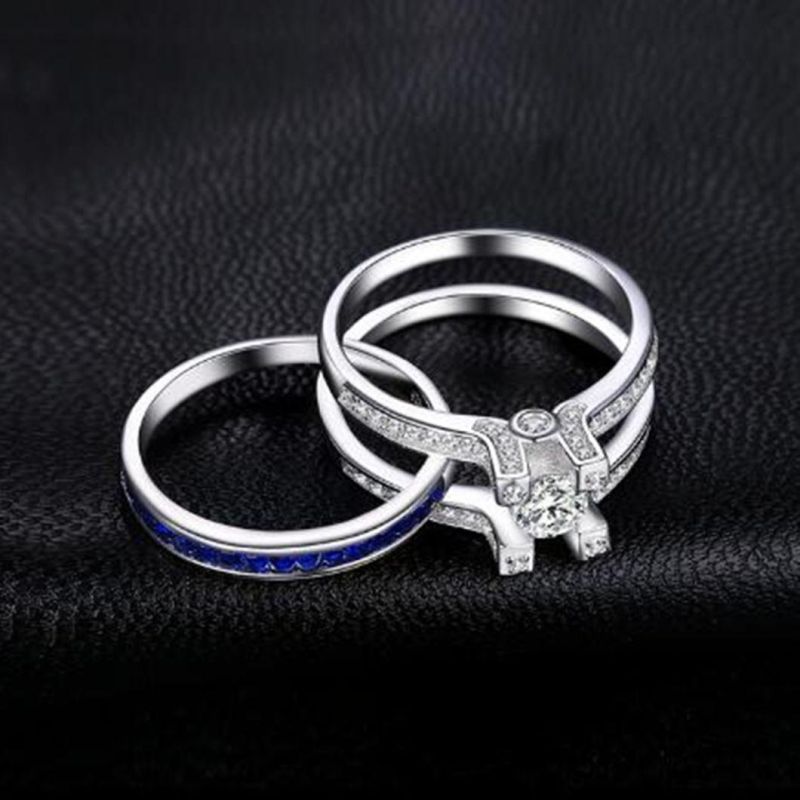 925 Sterling Silver Wedding Jewelry Women Engagement Ring Set Fashion Jewelry Wholesale