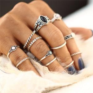 12PCS Fashion Vintage Punk MIDI Antique Gold Color Knuckle Ring