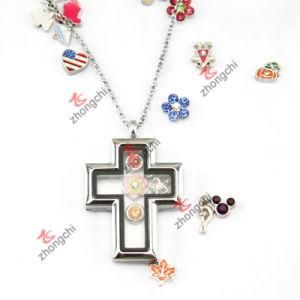 Fashion Silver Cross Locket Pendant Necklace for Christians Gift (L-136)