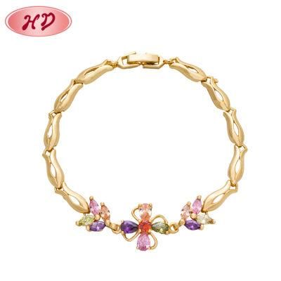 Popular Design Colorful Luxury Style Charm Zircon Gold Filled Bracelet