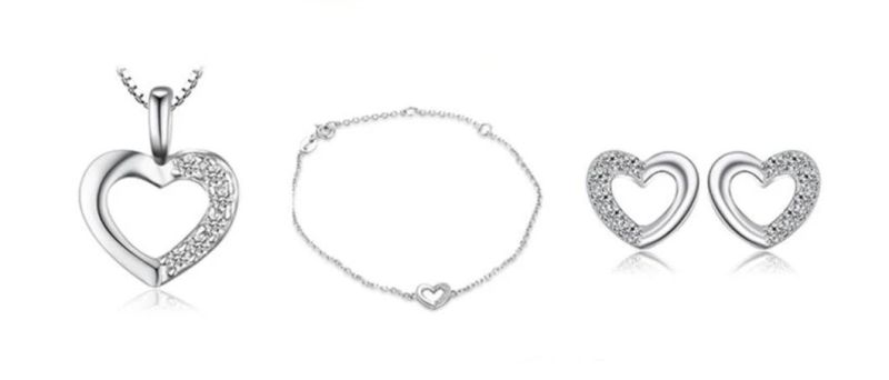 925 Sterling Silver Love Hearts Pave Cubic Zirconia Stud Earrings Fashion Jewelry Wholesale