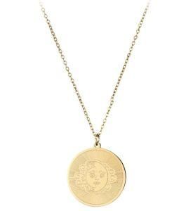 Moon Goddess Necklace Gold Plated Stainless Steel Round Card Fashion Retro Necklace
