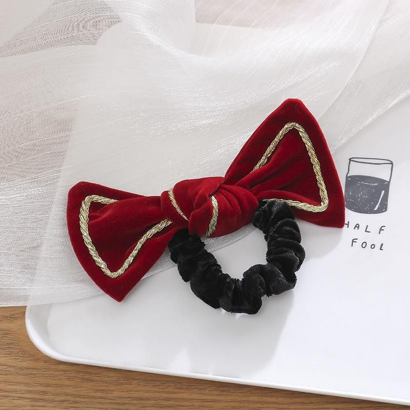 Fashion Jewelry Gold Velvet Large Bow Hair Rope
