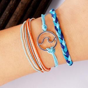 3PCS/Set Handmade Colorful Wave Surfer Wax Rope Bracelet Set