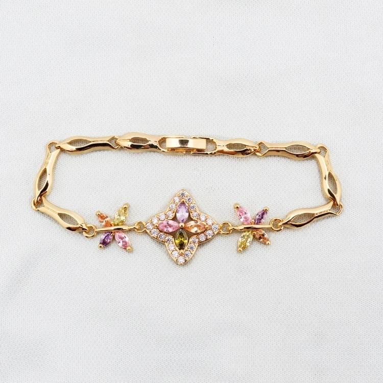 Fashion New Cheap Wholesale Colorful AAA CZ Stone 18K Gold Plated Big Zircon Around Bracelet Bangles Designs Jewelry