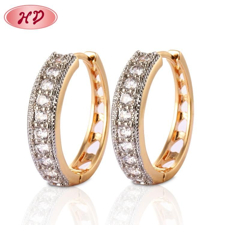 Fashion 18K Gold Silver Alloy Jewelry Drop Stud Hoop Huggie CZ Earrings with Crystal for Women
