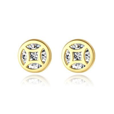 Copper Coin Style Clear Ear Piercing Studs