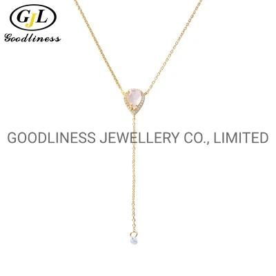 925 Sterling Silver Fine Jewelry Women Gestone Pendant Y Necklace