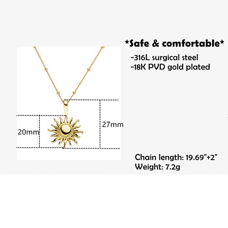 316L Surgical Stainless Steel Sun Flower Energy Necklace for Women Pendant Necklaces Fashion Jewelry