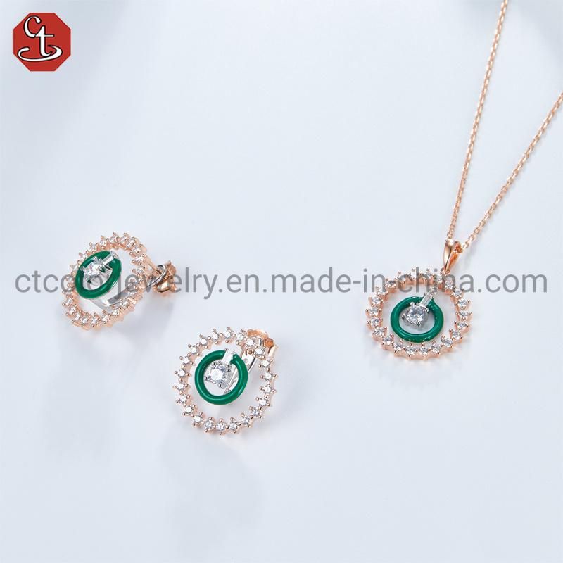 Elegant circle 925 silver White CZ Pendents necklace for girls