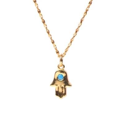 Wholesale Brass Egyptian Eye Hamsa Hand of Fatima Shape Pendant Necklace