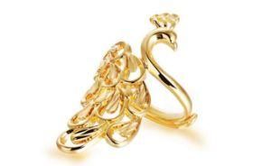 Fashion Open End Gold Plated Peacock Women Wedding Ring
