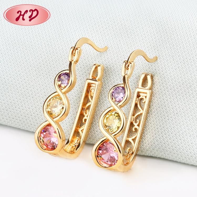 18K 14K Gold Plated Costume Jewelry with CZ Pearl Huggie Earring