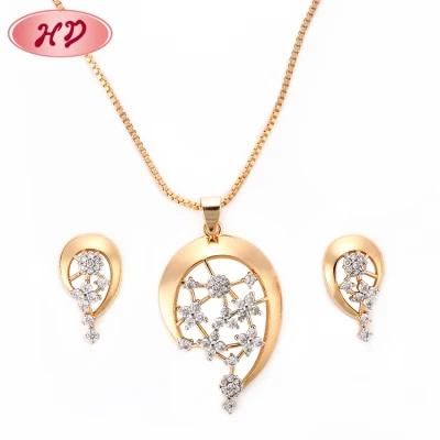18K Gold Plated Brass Copper Alloy Women CZ Jewelry Sets
