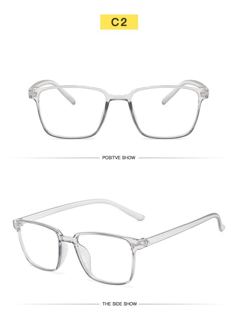Square Transparent Color Anti-Blue Light Glasses Women′s Light and Comfortable Retro Midin Glasses