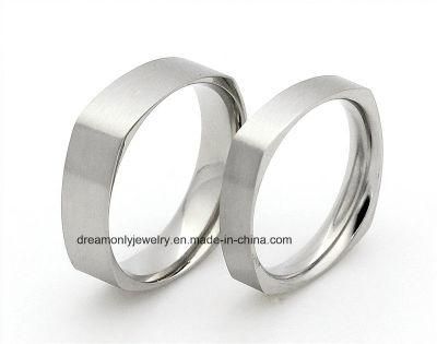 China Custom Simple Jewelry Stainless Steel Square Shape Ring Men