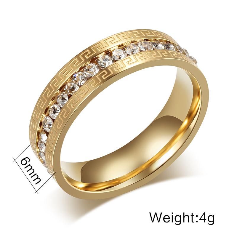 2019 6mm Gold Men Single Row Crystal Jewelry Luxury Suit Male Ring