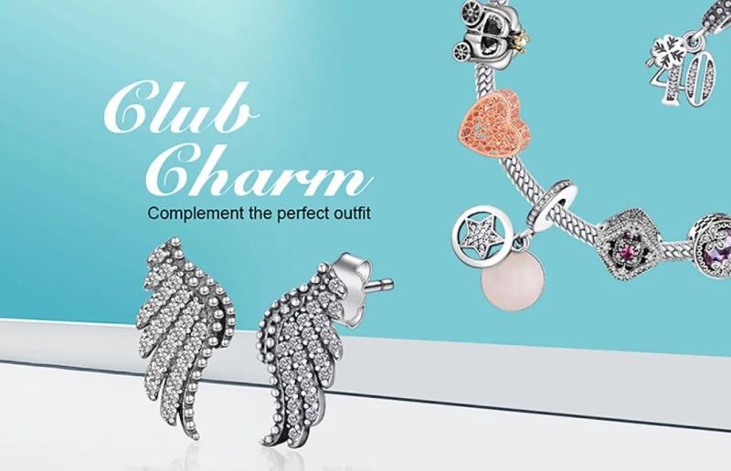 Custom Jewelry 100% 925 Sterling Silver Earrings CZ Wings Stud Earrings for Women