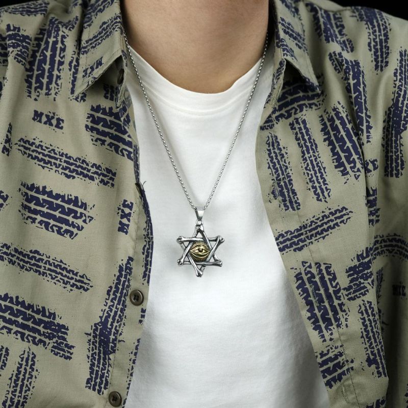 Stainless Steel Demon Eyes+Star Necklace